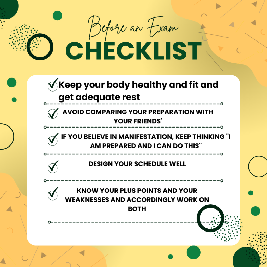 before an exam checklist